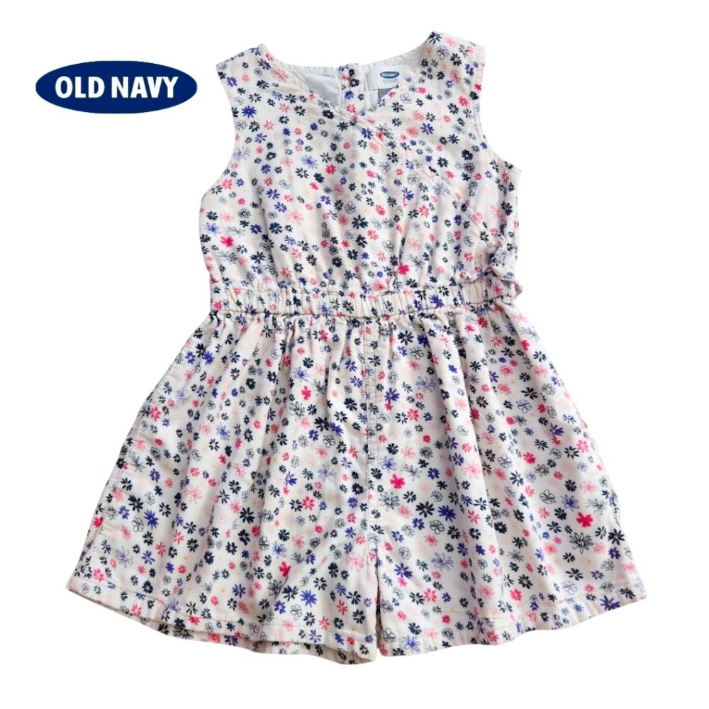 Old Navy Girls' Kids Floral White Sleeveless Lining Romper 100% Cotton Size 5T - Picture 1 of 10